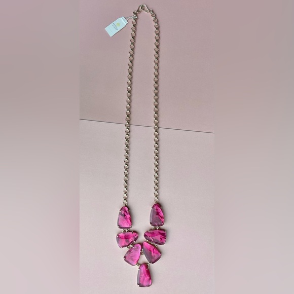 Kendra Scott Harlie Necklace Pink Berry Burgundy Illusion 14k Gold Plated NWT - Picture 10 of 16